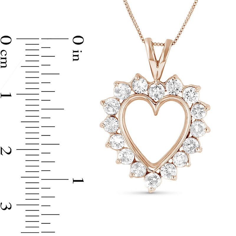 0.75 CT. T.W. Natural Diamond Sunburst Heart Outline Pendant in 14K Rose Gold