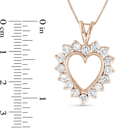 0.75 CT. T.W. Natural Diamond Sunburst Heart Outline Pendant in 14K Rose Gold