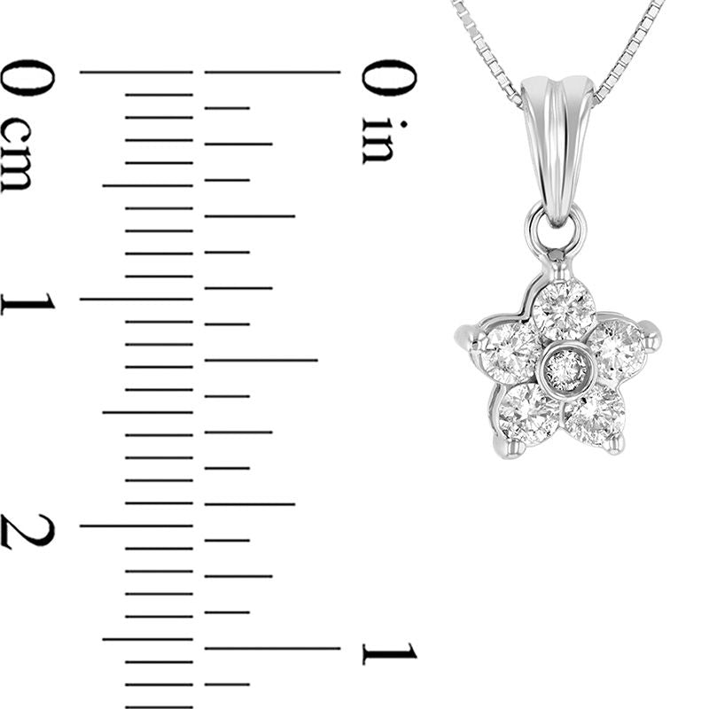 0.38 CT. T.W. Natural Diamond Flower Pendant in 14K White Gold