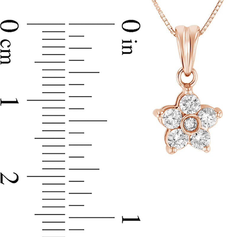 0.38 CT. T.W. Natural Diamond Flower Pendant in 14K Rose Gold