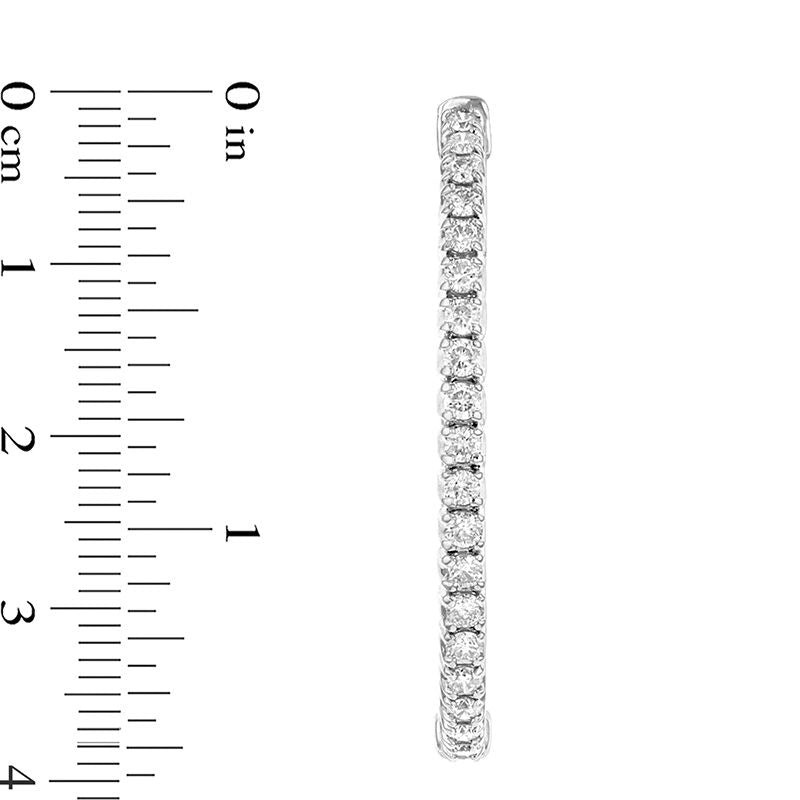 2 CT. T.W. Diamond Inside-Out Oval Hoop Earrings in 14K White Gold