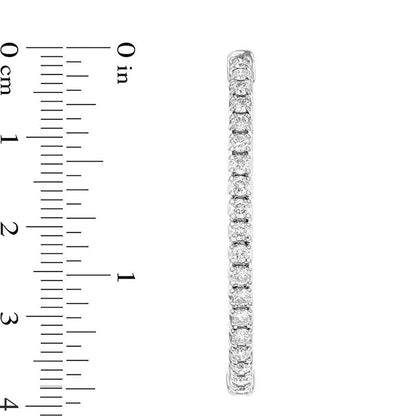2 CT. T.W. Diamond Inside-Out Oval Hoop Earrings in 14K White Gold