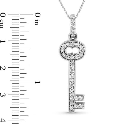 0.25 CT. T.W. Natural Diamond Key Pendant in 14K White Gold