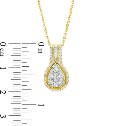 0.63 CT. T.W. Pear-Shaped Composite Natural Diamond Frame Pendant in 10K Yellow Gold