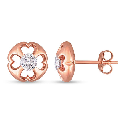 0.5 CT. T.W. Diamond Heart Cut-Out Solitaire Stud Earrings in 10K Rose Gold