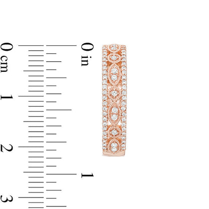 0.5 CT. T.W. Diamond Art Deco Hoop Earrings in 10K Rose Gold