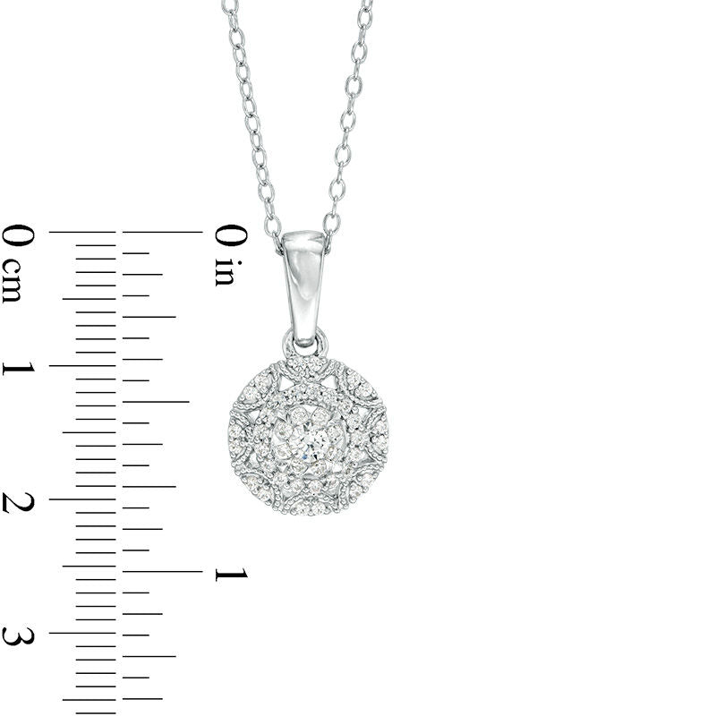 0.33 CT. T.W. Natural Diamond Sunburst Frame Pendant in 10K White Gold