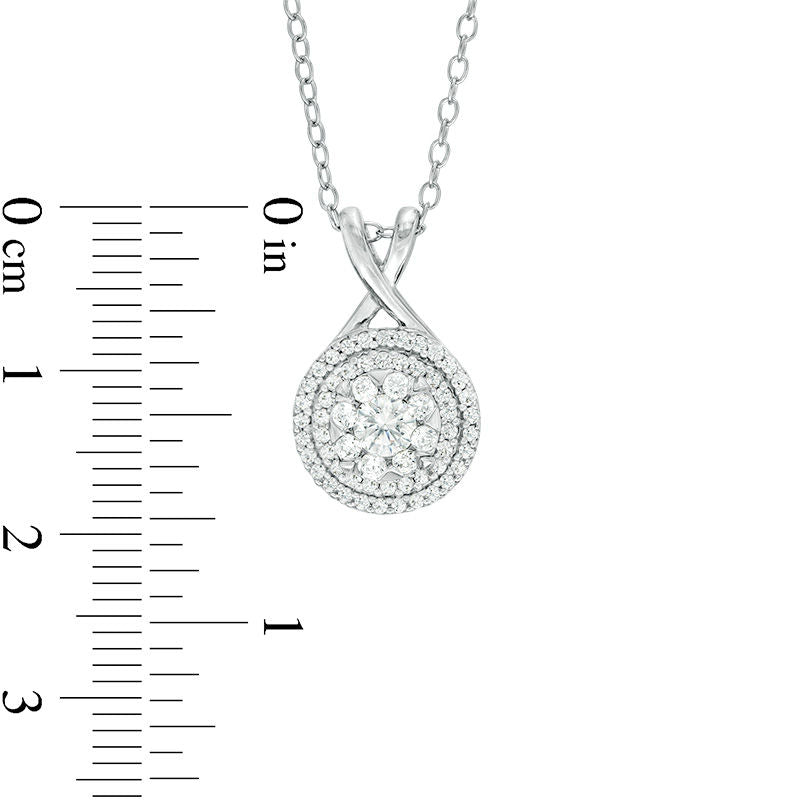 0.5 CT. T.W. Natural Diamond Triple Frame Pendant in 10K White Gold