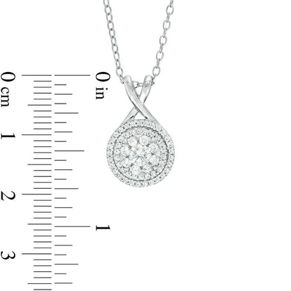 0.5 CT. T.W. Natural Diamond Triple Frame Pendant in 10K White Gold
