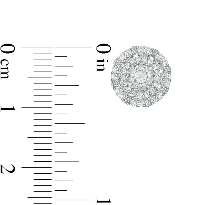 0.5 CT. T.W. Diamond Sunburst Frame Stud Earrings in 10K White Gold