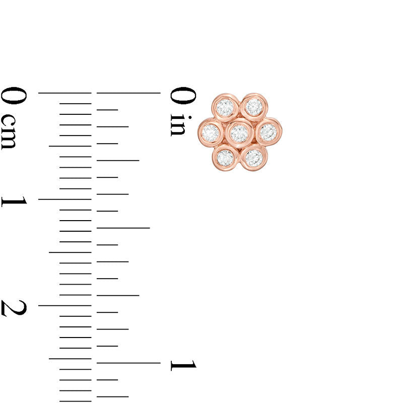 0.2 CT. T.W. Diamond Bezel-Set Flower Stud Earrings in 10K Rose Gold