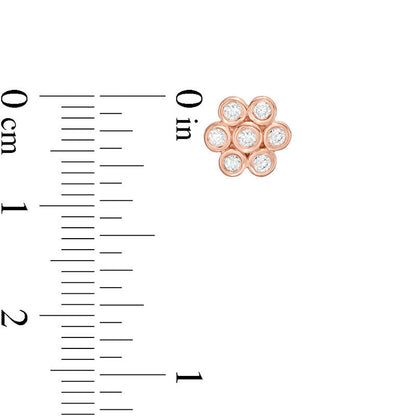 0.2 CT. T.W. Diamond Bezel-Set Flower Stud Earrings in 10K Rose Gold