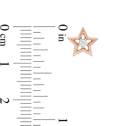 0.05 CT. T.W. Diamond Solitaire Star Stud Earrings in 10K Rose Gold