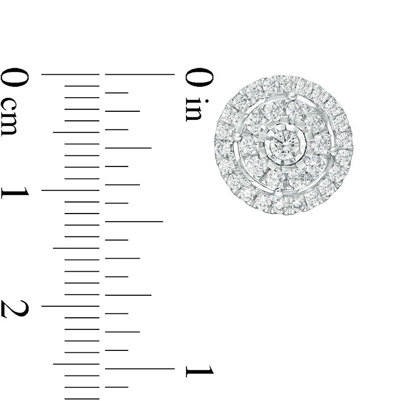 1 CT. T.W. Diamond Double Frame Stud Earrings in 10K White Gold