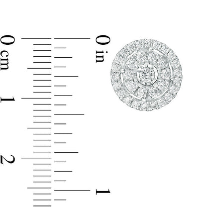 1 CT. T.W. Diamond Double Frame Stud Earrings in 10K White Gold