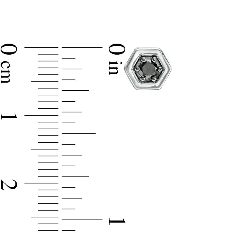 0.25 CT. T.W. Enhanced Black Diamond Solitaire Hexagon Stud Earrings in 10K White Gold
