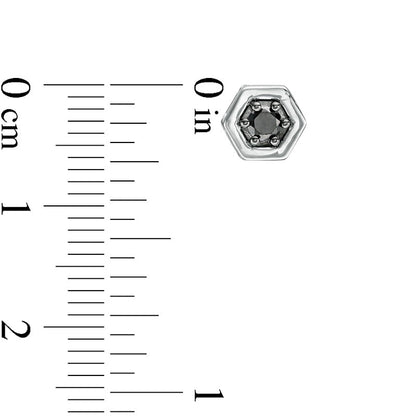 0.25 CT. T.W. Enhanced Black Diamond Solitaire Hexagon Stud Earrings in 10K White Gold