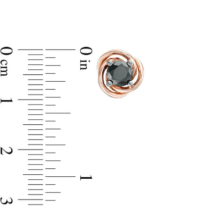 1 CT. T.W. Enhanced Black Diamond Solitaire Love Knot Stud Earrings in 10K Rose Gold