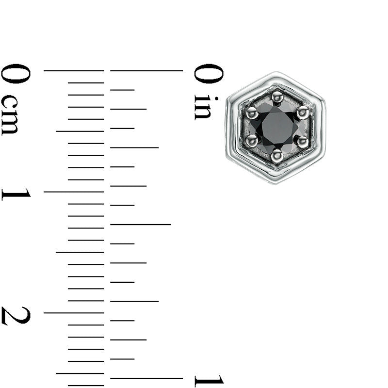 0.63 CT. T.W. Enhanced Black Diamond Solitaire Hexagon Stud Earrings in 10K White Gold