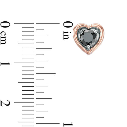 0.63 CT. T.W. Enhanced Black Diamond Solitaire Heart Stud Earrings in 10K Rose Gold