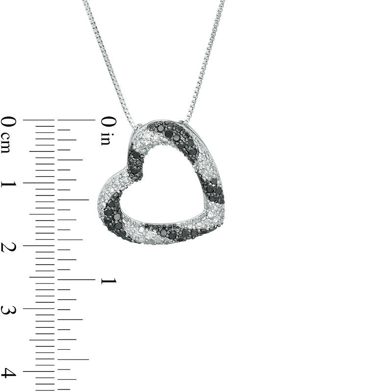 0.5 CT. T.W. Enhanced Black and White Natural Diamond Twist Heart Pendant in Sterling Silver