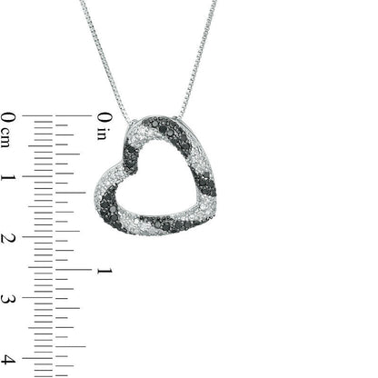 0.5 CT. T.W. Enhanced Black and White Natural Diamond Twist Heart Pendant in Sterling Silver