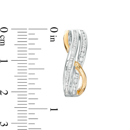 0.5 CT. T.W. Diamond Double Row Twist Hoop Earrings in 10K Two-Tone Gold