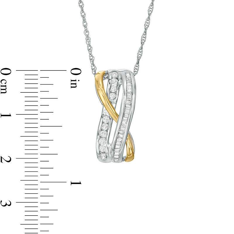 0.38 CT. T.W. Natural Diamond Double Row Twist Pendant in 10K Two-Tone Gold