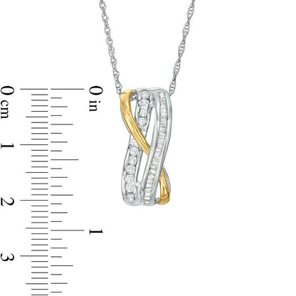 0.38 CT. T.W. Natural Diamond Double Row Twist Pendant in 10K Two-Tone Gold