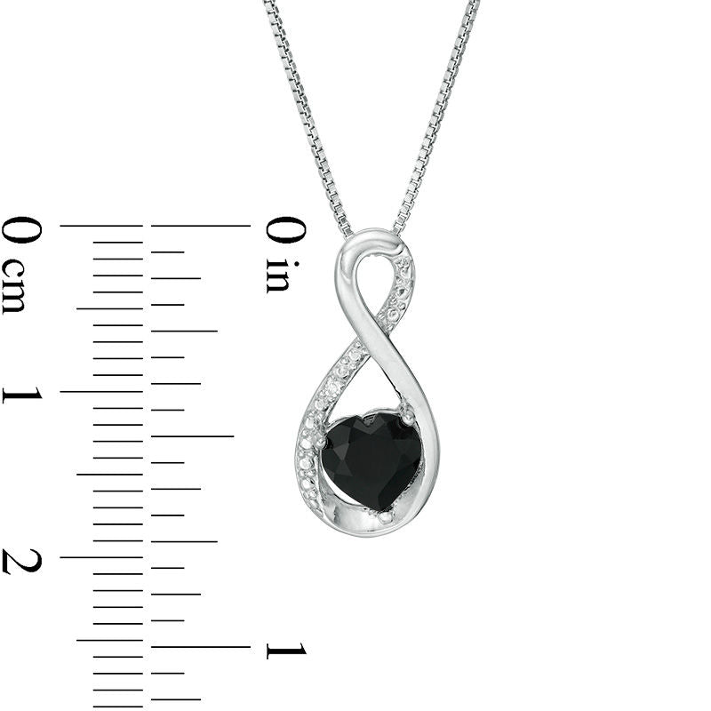 6.0mm Heart-Shaped Onyx and Natural Diamond Accent Infinity Pendant in Sterling Silver
