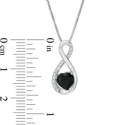 6.0mm Heart-Shaped Onyx and Natural Diamond Accent Infinity Pendant in Sterling Silver