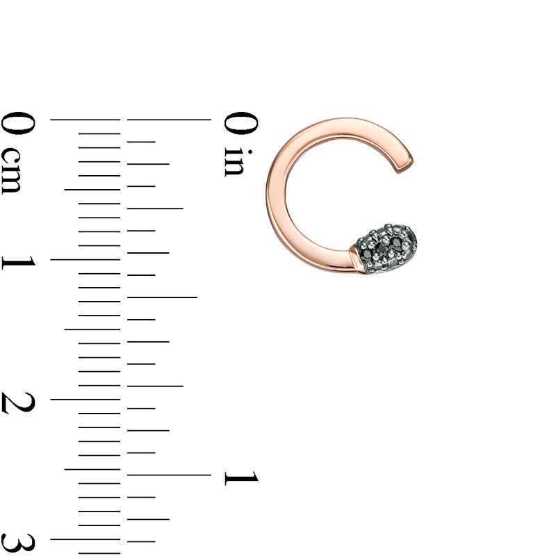 Enhanced Black Diamond Accent Matchstick Open Stud Earrings in 10K Rose Gold