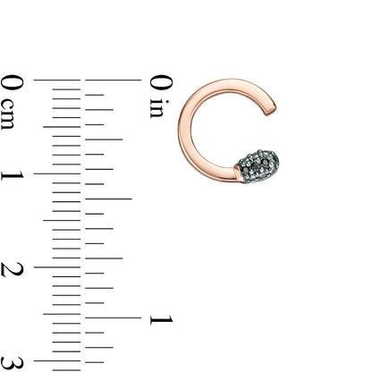 Enhanced Black Diamond Accent Matchstick Open Stud Earrings in 10K Rose Gold