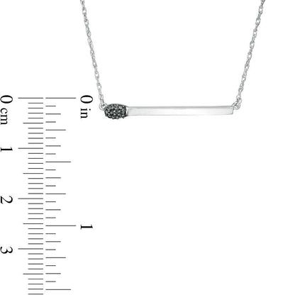 Enhanced Black Natural Diamond Accent Matchstick Necklace in Sterling Silver