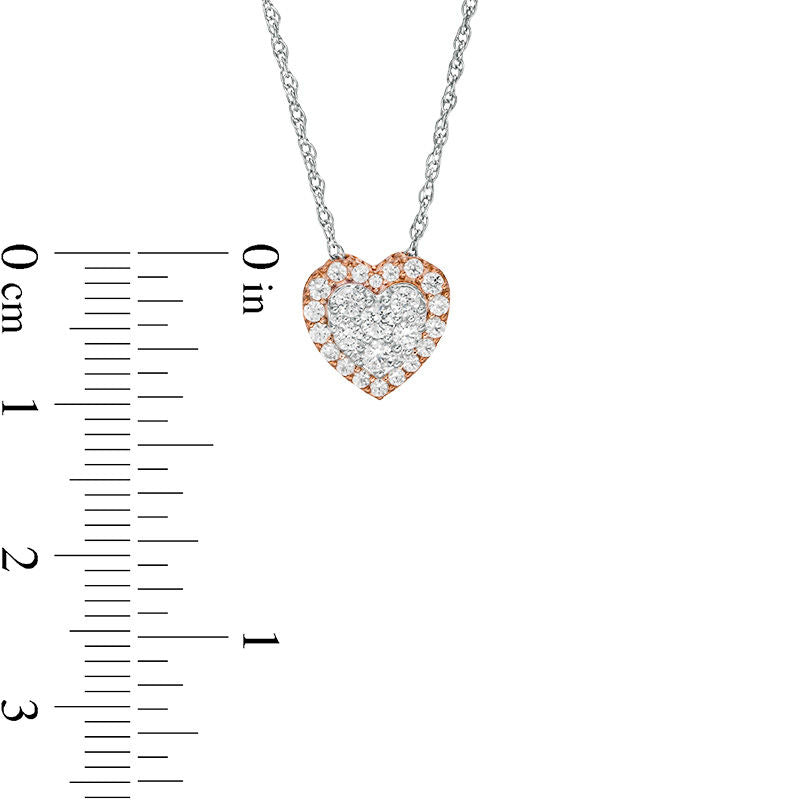 0.38 CT. T.W. Composite Natural Diamond Heart-Shaped Frame Pendant in 10K Two-Tone Gold