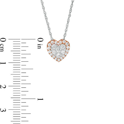 0.38 CT. T.W. Composite Natural Diamond Heart-Shaped Frame Pendant in 10K Two-Tone Gold