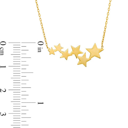 Graduated Star Cluster Necklace in 14K Gold