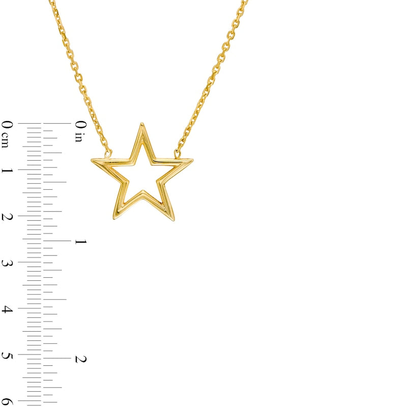 Star Outline Necklace in 14K Gold