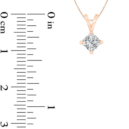0.5 CT. Certified Princess-Cut Natural Clarity Enhanced Solitaire Pendant in 14K Rose Gold (I/VS2)