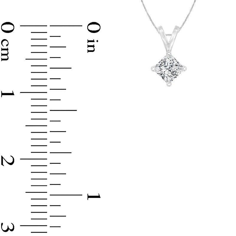 0.25 CT. Certified Princess-Cut Natural Clarity Enhanced Solitaire Pendant in 14K White Gold (I/VS2)
