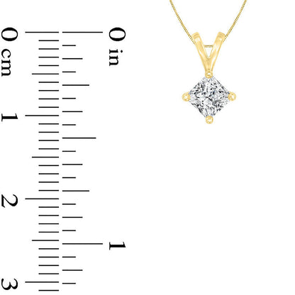 0.5 CT. Certified Princess-Cut Natural Clarity Enhanced Solitaire Pendant in 14K Gold (I/VS2)