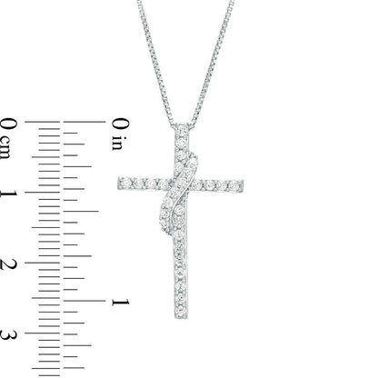 0.5 CT. T.W. Natural Diamond Cross with Sash Pendant in 10K White Gold