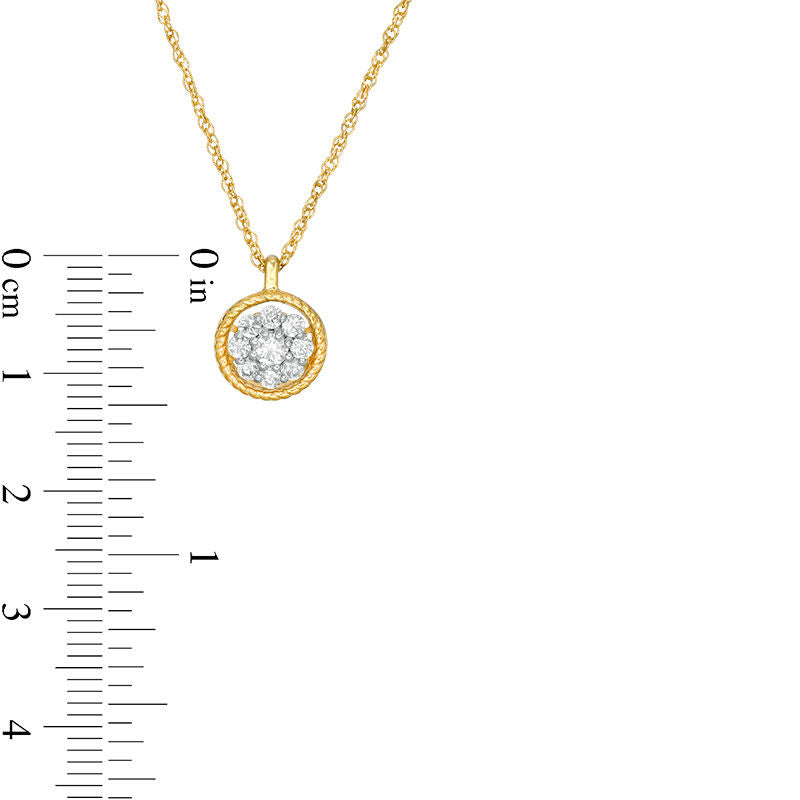 0.33 CT. T.W. Natural Diamond Frame Rope Pendant in 10K Yellow Gold