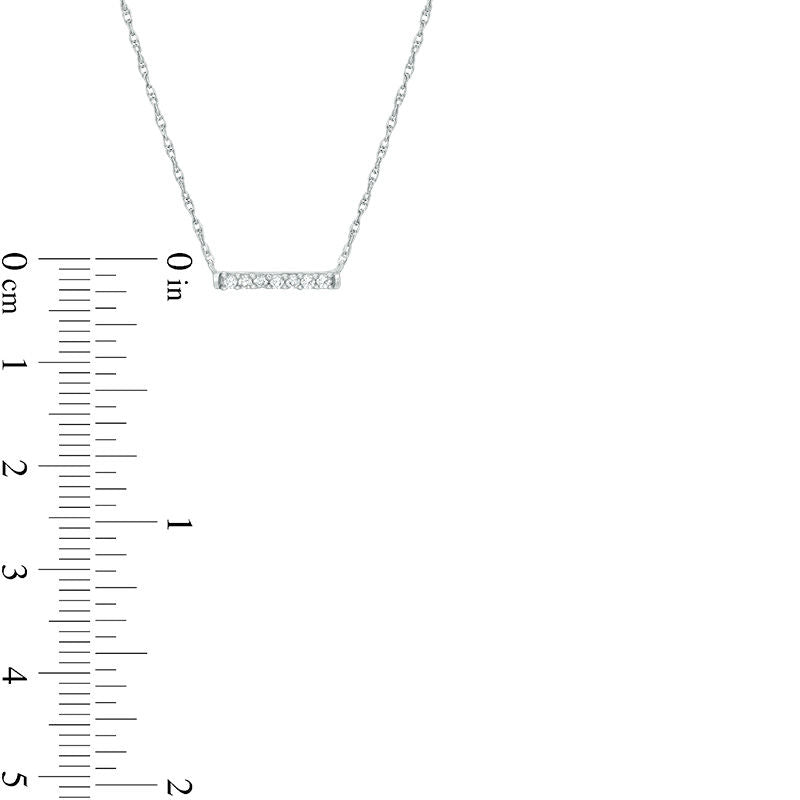 0.07 CT. T.W. Natural Diamond Bar Necklace in 10K White Gold - 17.5