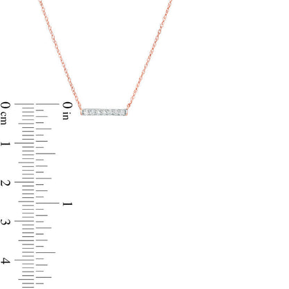 0.07 CT. T.W. Natural Diamond Bar Necklace in 10K Rose Gold - 17.5