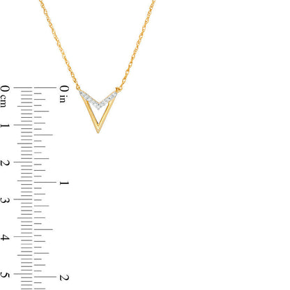 0.05 CT. T.W. Natural Diamond V" Chevron Necklace in 10K Yellow Gold - 17.5""