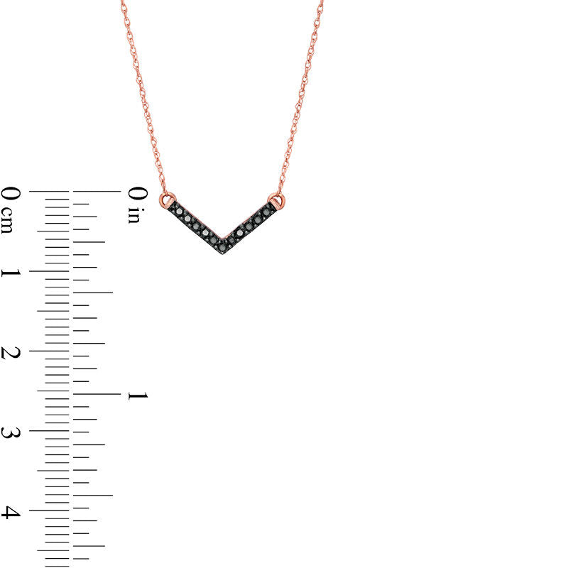 0.1 CT. T.W. Enhanced Black Natural Diamond Chevron Necklace in 10K Rose Gold - 17.5
