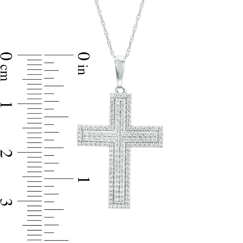 0.38 CT. T.W. Natural Diamond Cross Pendant in 10K White Gold