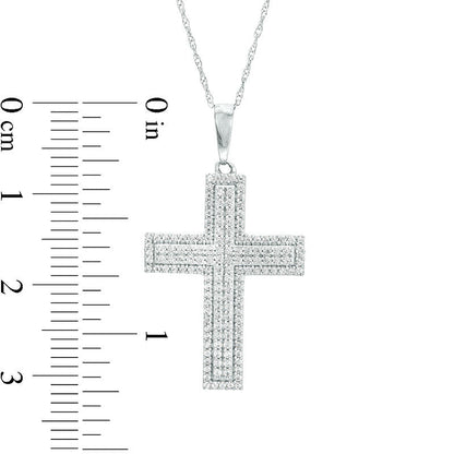 0.38 CT. T.W. Natural Diamond Cross Pendant in 10K White Gold