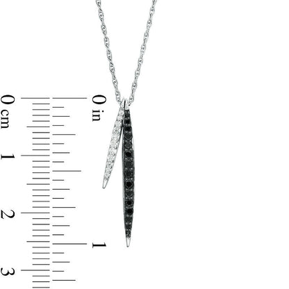 0.2 CT. T.W. Enhanced Black and White Natural Diamond Vertical Bars Pendant in Sterling Silver